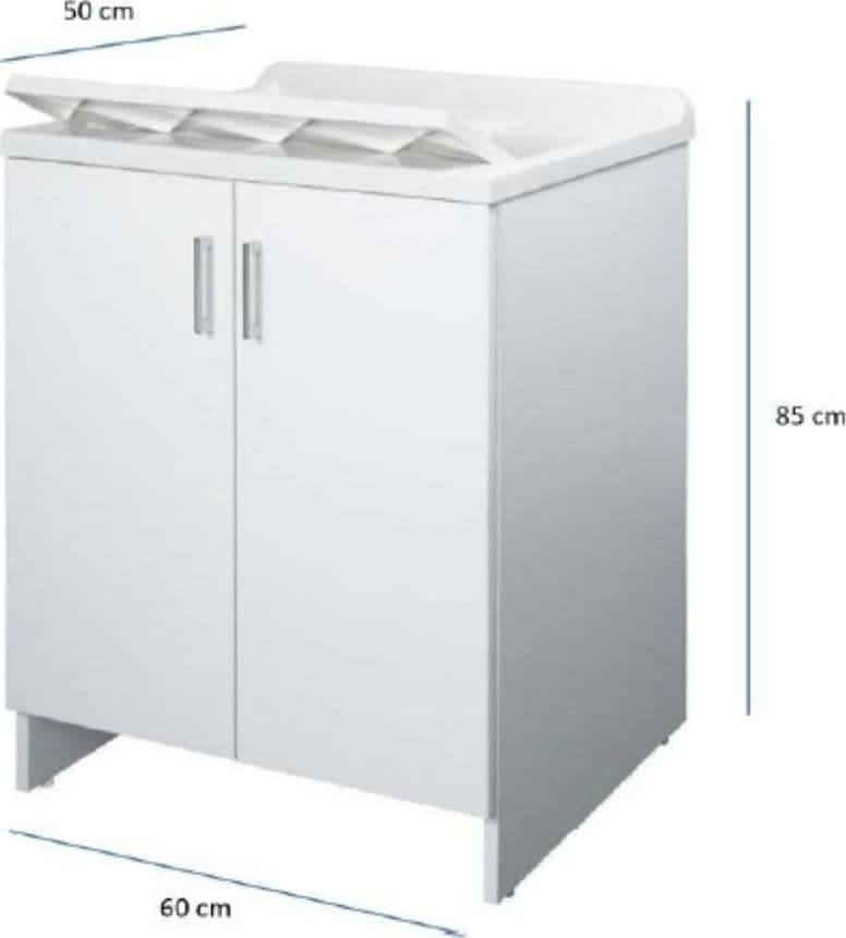 Lavatoio Nobilitato Vasca Resina Asse Lavaggio 45x50x85 cm Doppia Anta 7002AK - 5