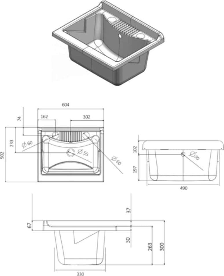 Lavatoio Nobilitato Vasca Resina Asse Lavaggio 45x50x85 cm Doppia Anta 7002AK - 6