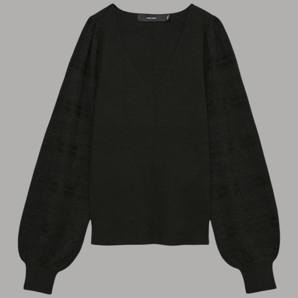 Vero Moda maglione nero con pizzo New Limone 10338480 - 3