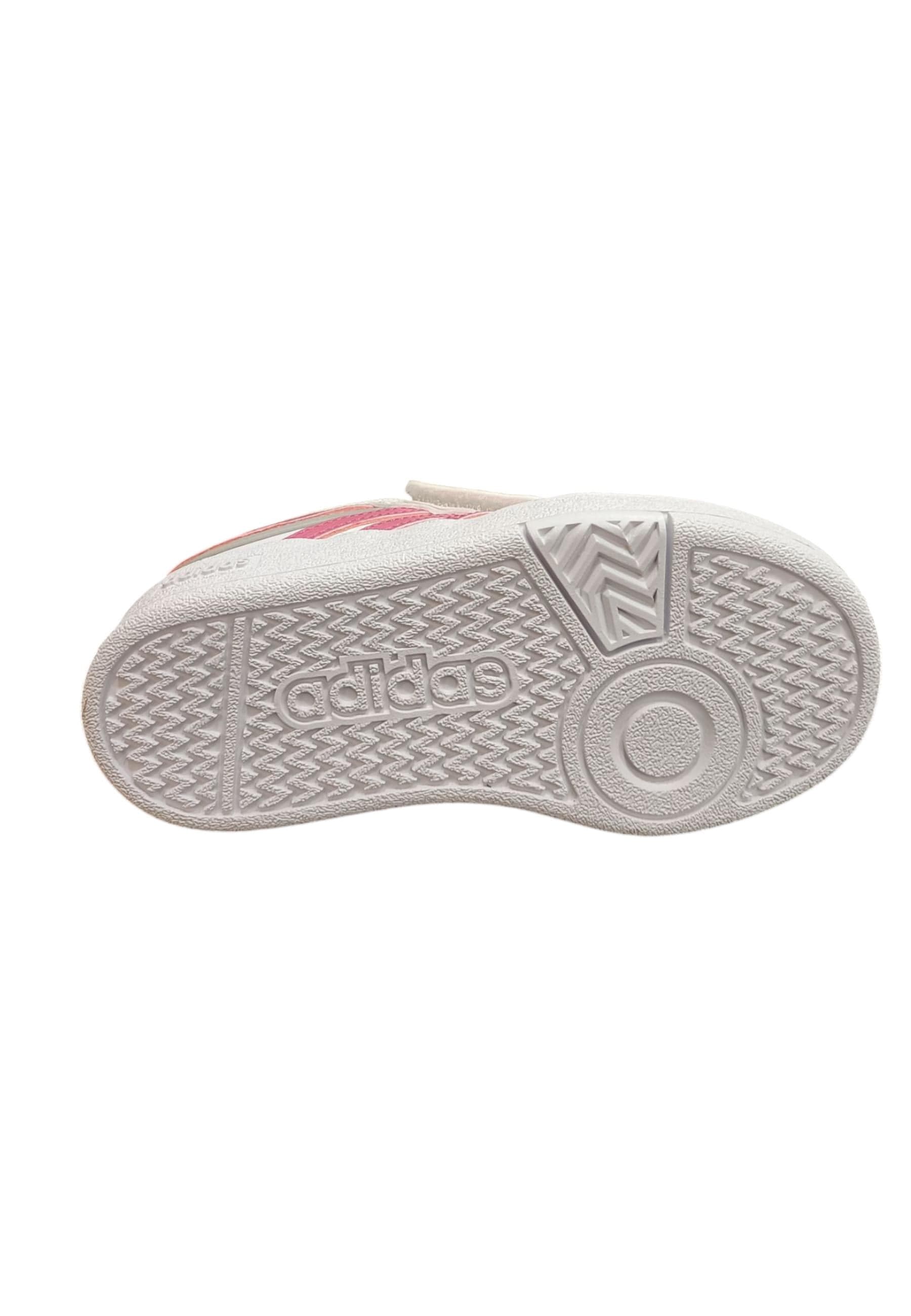 Sneakers bambina Adidas Hoops bianco rosa pelle - Dolcezza sportiva con velcro in Sneaker casual Scarpetteria Gica - Trani, commercioVirtuoso.it