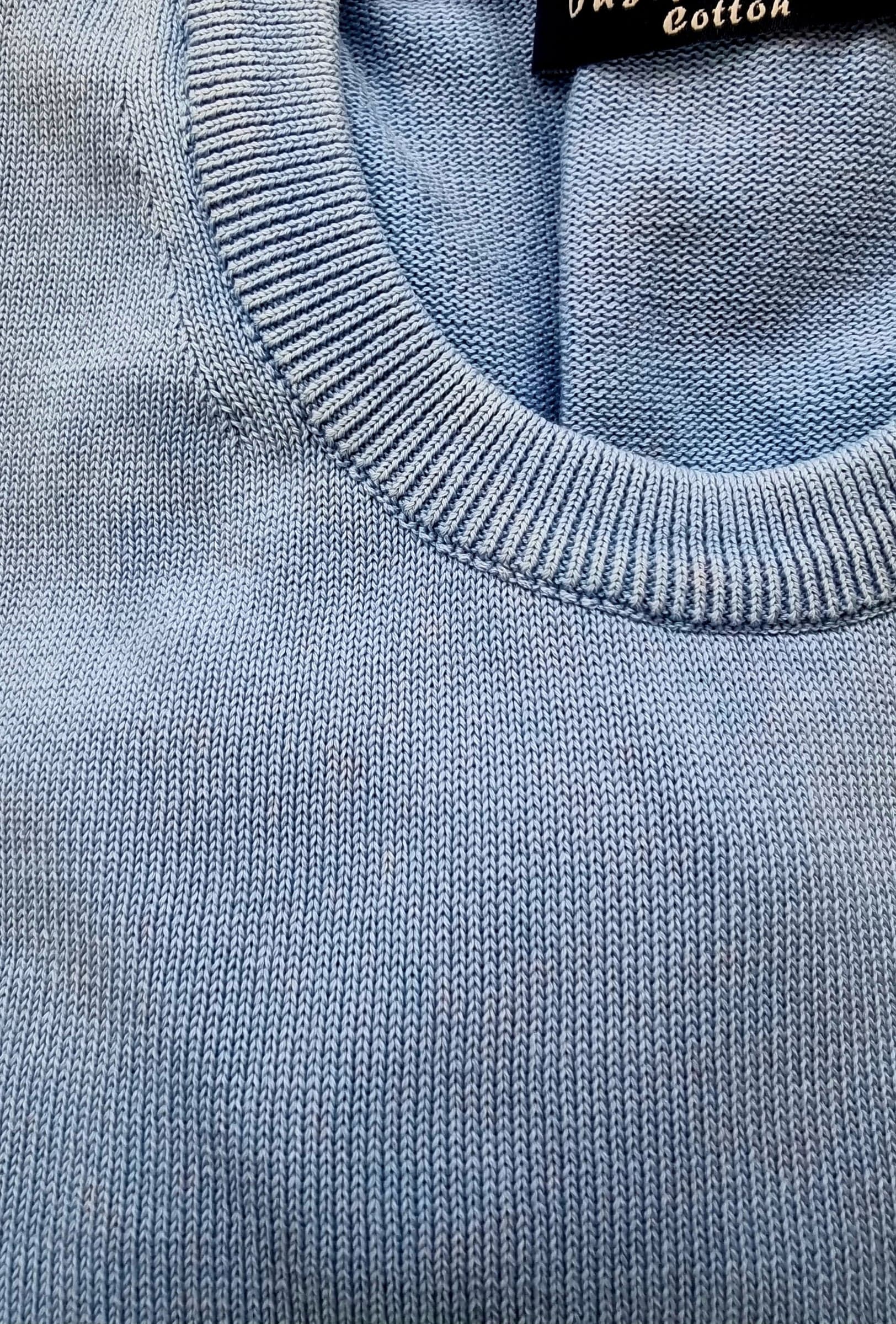 Maglia uomo Fedeli - Girocollo azzurro vintage made in italy - 3