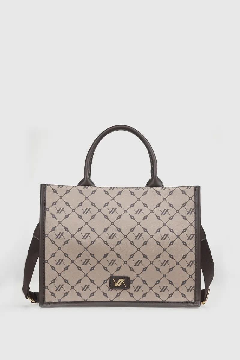 VERDE FASHION | Borsa tote con stampa geometrica logo - 5