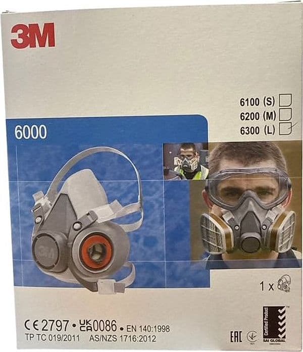Semimaschera Riutilizzabile 6300 L Ipoallergenica con Musetto con Attacco 2 Filtri 3M - 4