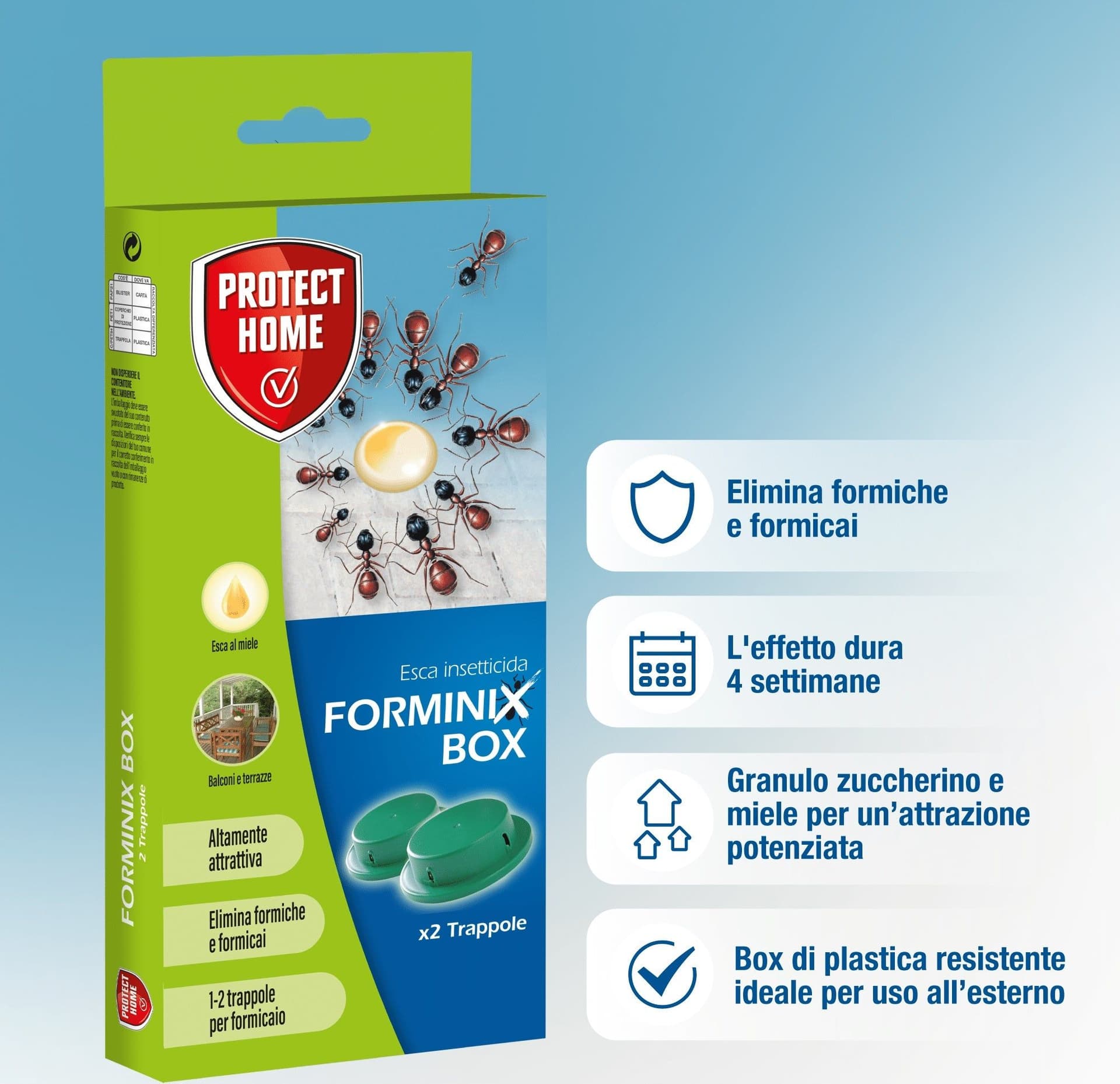 Forminix Box Esca Insetticida cf 2 Box Elimina Formiche e Formicai Protect Home SBM - 2