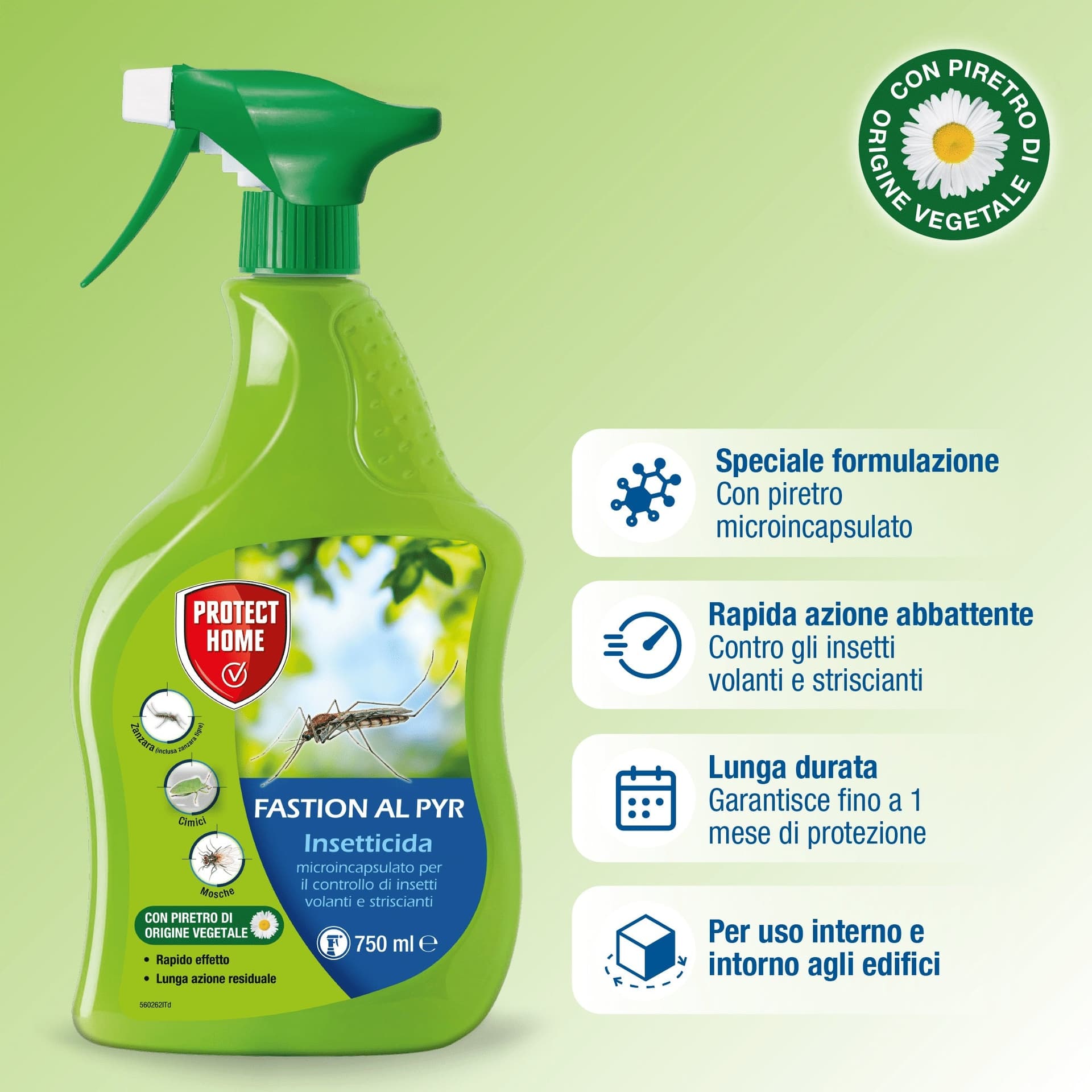 Fastion AL PYR ml 750 Insetticida Microincapsulato per il Controllo di insetti Volanti e Striscianti Spray Pronto Uso SBM - 4