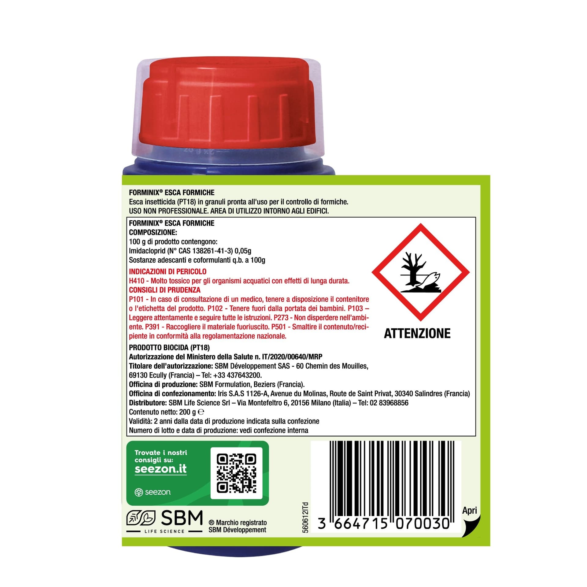 Forminix Esca Formiche gr 200 Esca Insetticida Pronto Uso SBM Life - 2