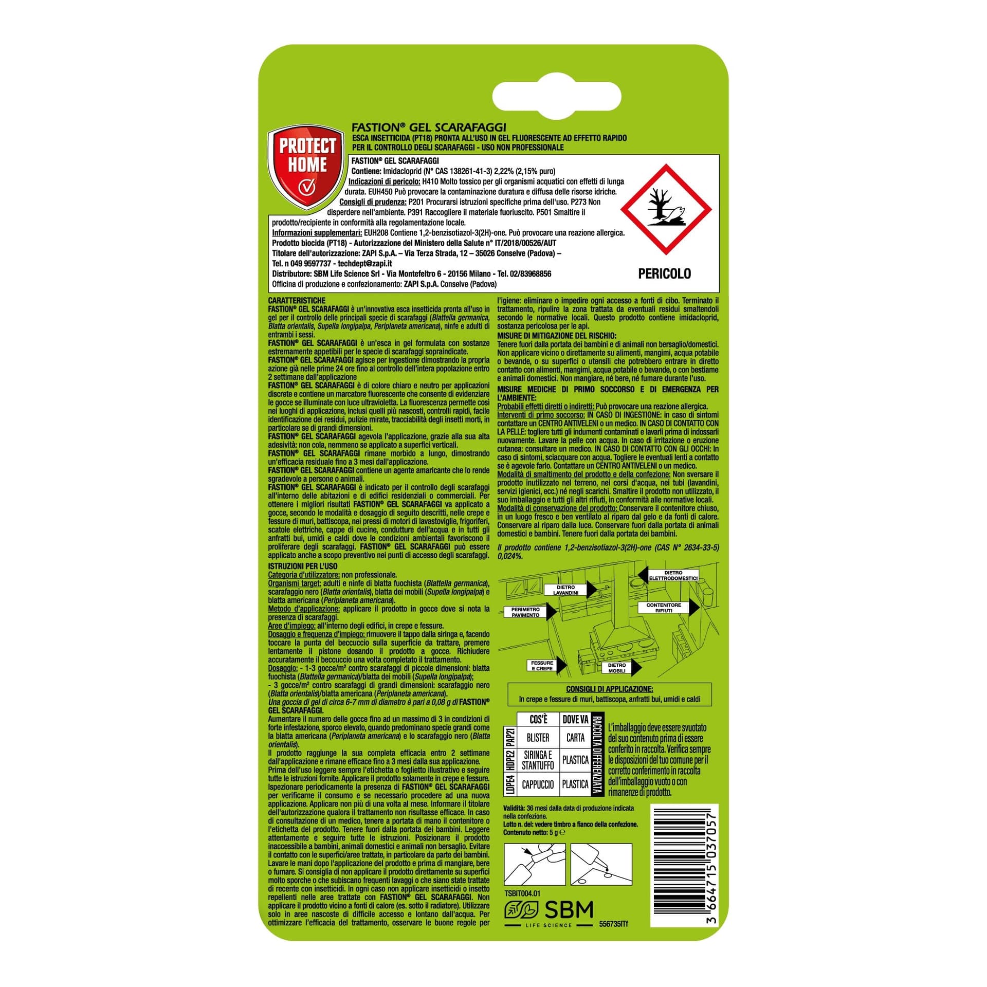 Fastion Gel Scarafaggi gr.5 Insetticida in Esca Gel Contro Gli Scarafaggi SBM (Copia) - 2