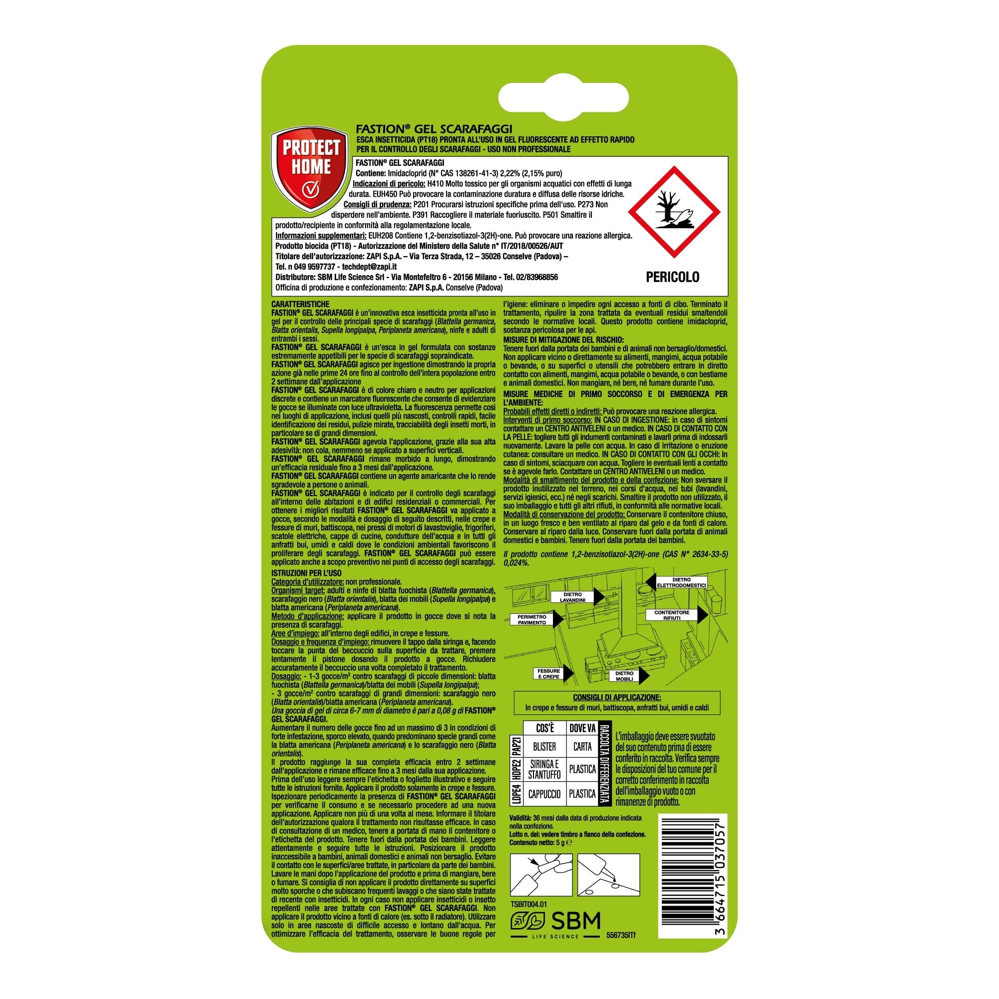 Fastion Gel Scarafaggi gr.5 Insetticida in Esca Gel Contro Gli Scarafaggi SBM (Copia) - 2
