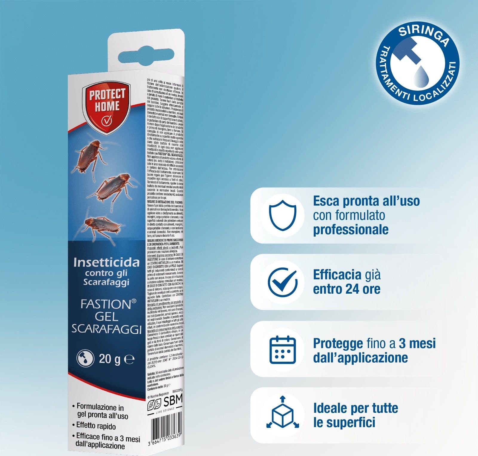 Fastion Gel Scarafaggi gr.20 Insetticida in Esca Gel Contro Gli Scarafaggi SBM - 3