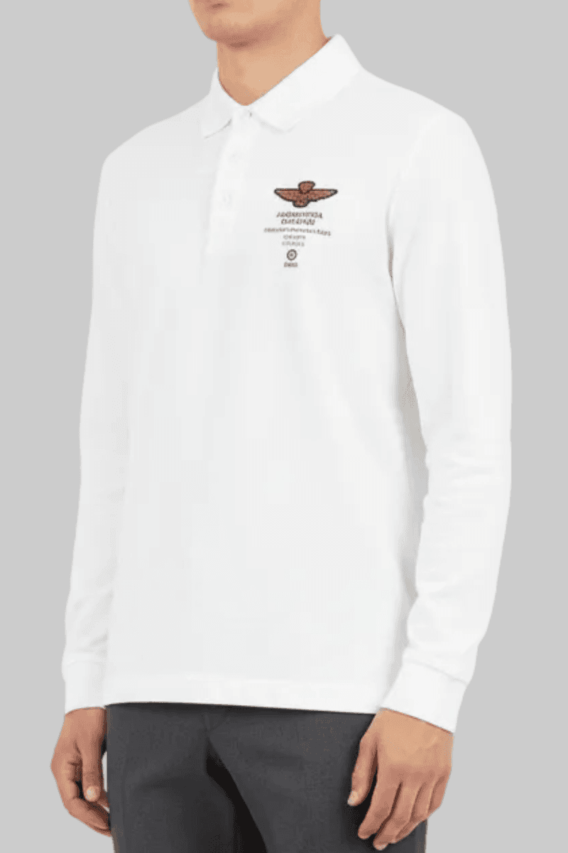 Polo uomo Aeronautica Militare - maniche lunghe - bianco