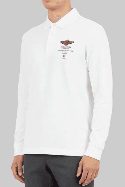 Polo uomo Aeronautica Militare - maniche lunghe - bianco