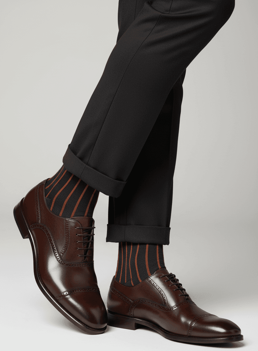 Calze lunghe uomo Gallo - Fantasia righe - Antracite/Rame twin rib spaziata in Autocategorizzazione Couture - Sestu, commercioVirtuoso.it