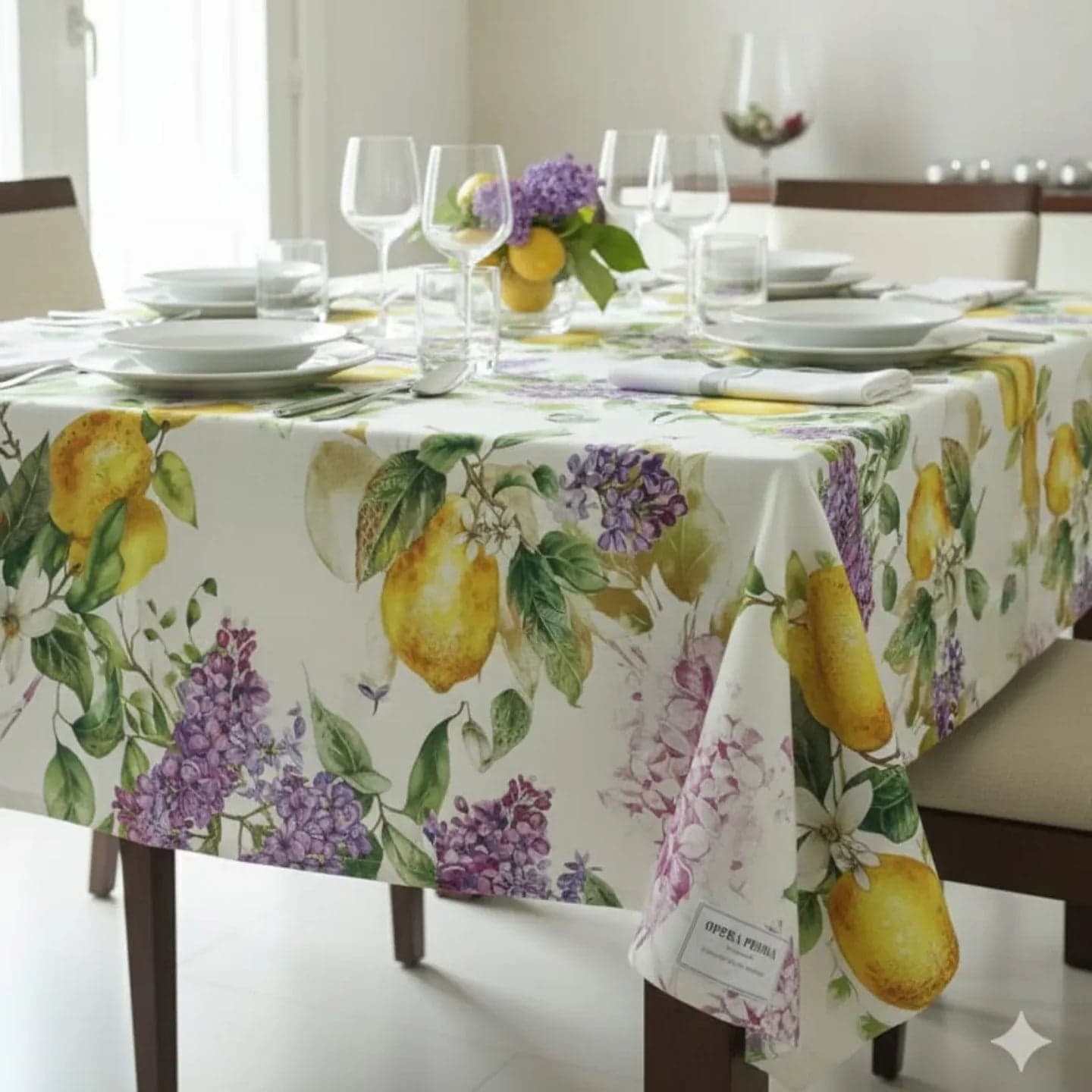Tovaglia da Tavola X12 Opera Prima Glicine e Limoni 170x270 cm Lino - 2