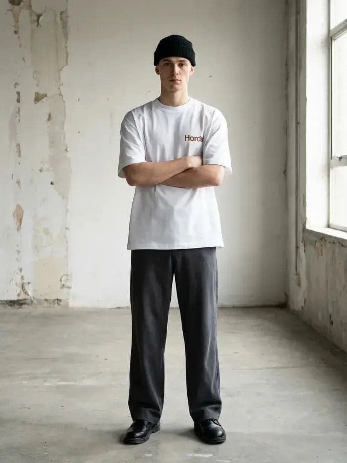 T-Shirt Bianca Rest Boxy Fit 100% Cotone in T-shirt HORDA BRAND - Foiano Della Chiana, commercioVirtuoso.it