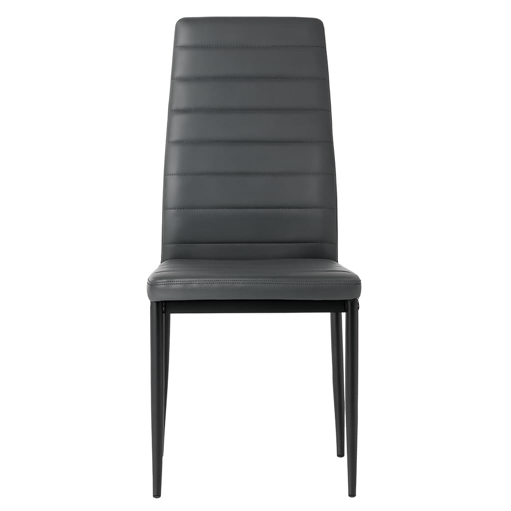 Tavolo "Osiris" con gambe in metallo e piano in vetro, design moderno per arredo interno + set 4 sedie in Tavoli da sala da pranzo Decor Space - Altamura, commercioVirtuoso.it