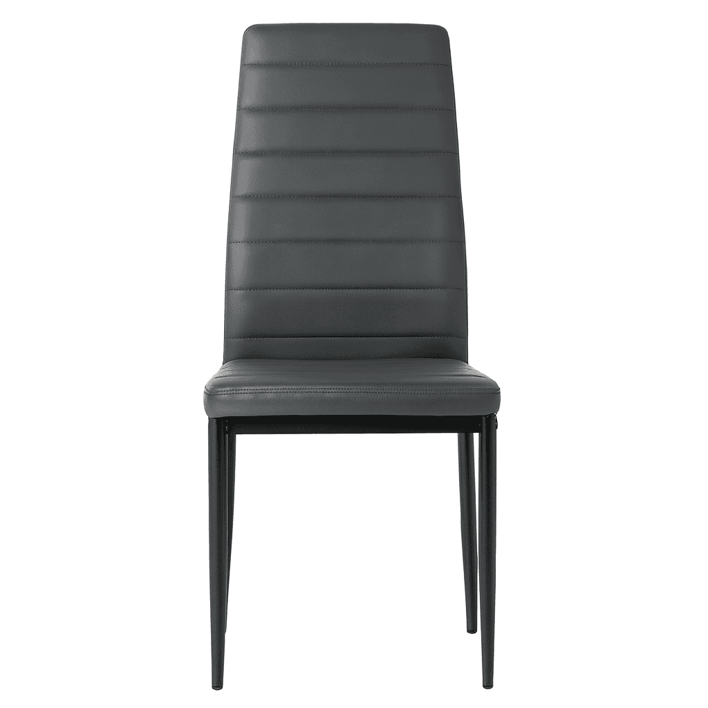 Tavolo "Osiris" con gambe in metallo e piano in vetro, design moderno per arredo interno + set 4 sedie in Tavoli da sala da pranzo Decor Space - Altamura, commercioVirtuoso.it