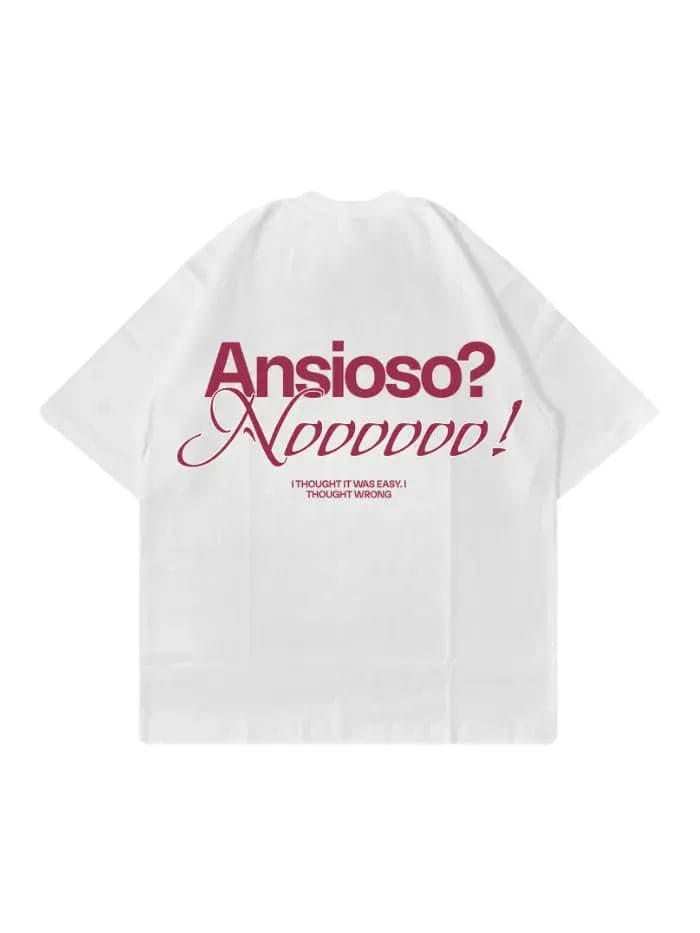 ANXIETY - T-Shirt Bianca Boxy Fit 100% Cotone Made in Italy - 5