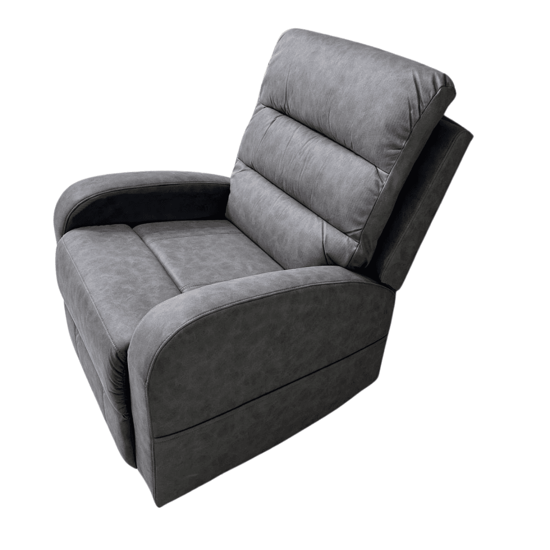 Poltrona "Phoenix" con recliner manuale e rivestimento in tessuto grigio per interno in Poltrone Decor Space - Altamura, commercioVirtuoso.it