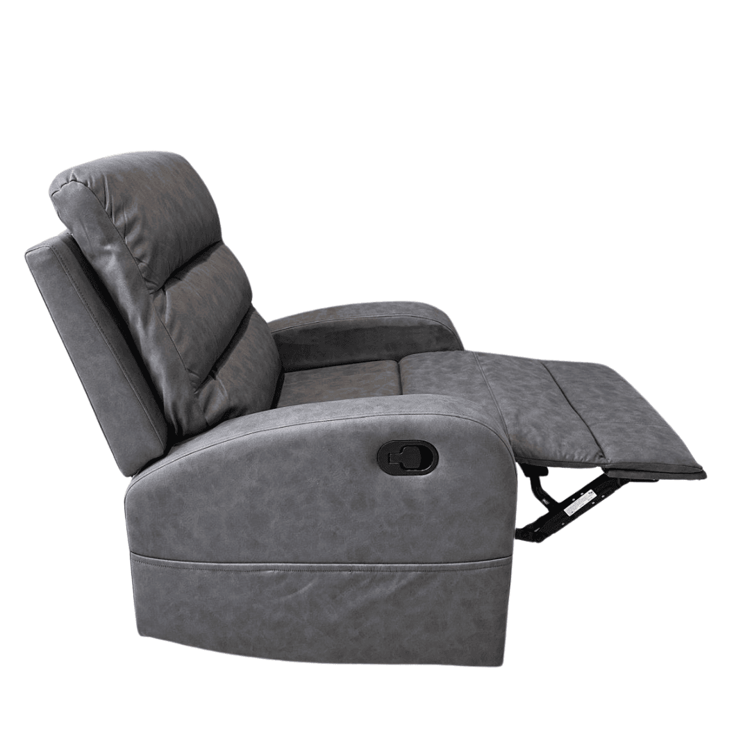 Poltrona "Phoenix" con recliner manuale e rivestimento in tessuto grigio per interno in Poltrone Decor Space - Altamura, commercioVirtuoso.it