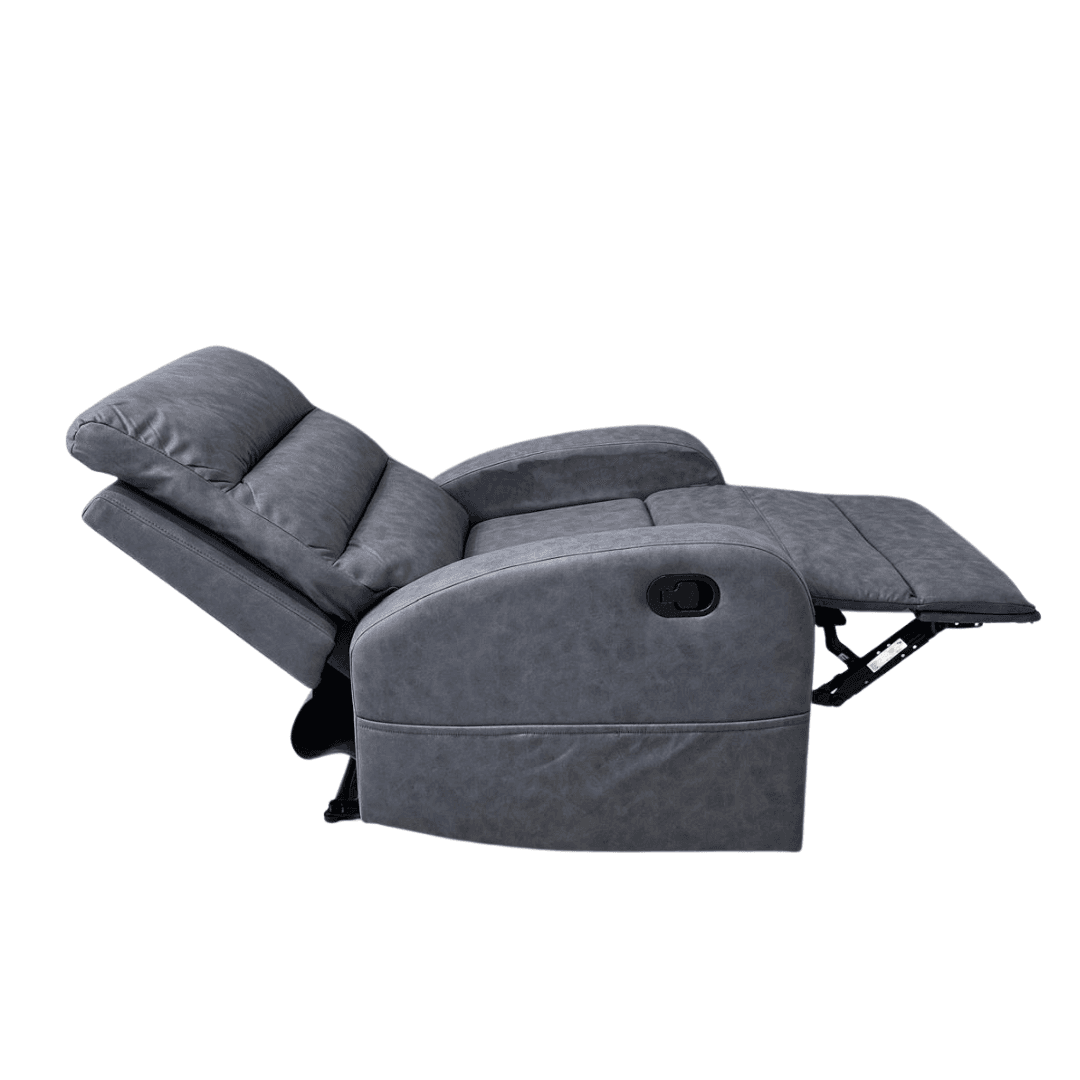 Poltrona "Phoenix" con recliner manuale e rivestimento in tessuto grigio per interno in Poltrone Decor Space - Altamura, commercioVirtuoso.it
