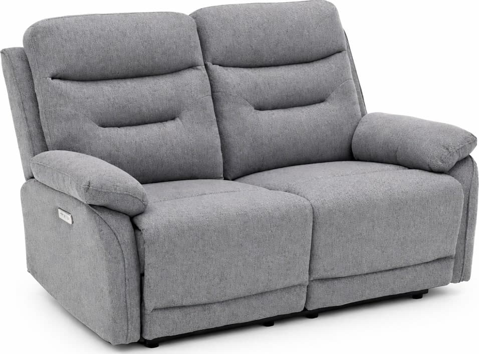 Divano "Andromeda" con doppio recliner elettrico e rivestimento in tessuto grigio per interno
