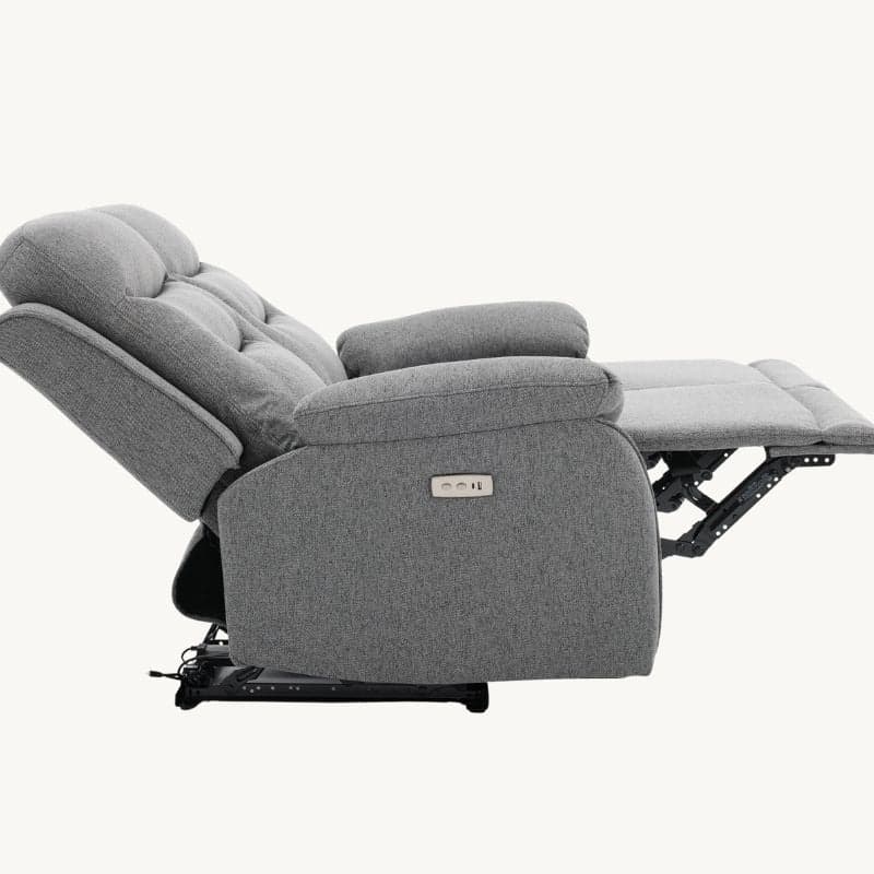 Divano "Andromeda" con doppio recliner elettrico e rivestimento in tessuto grigio per interno in Divani Decor Space - Altamura, commercioVirtuoso.it