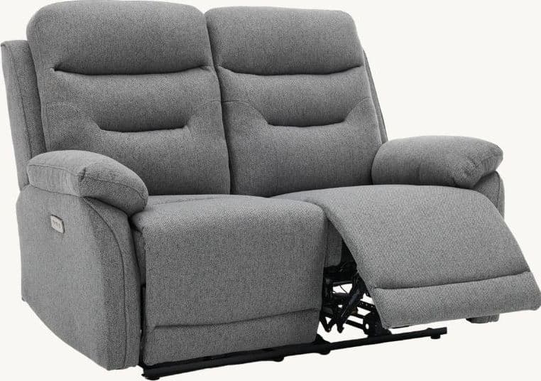 Divano "Andromeda" con doppio recliner elettrico e rivestimento in tessuto grigio per interno in Divani Decor Space - Altamura, commercioVirtuoso.it