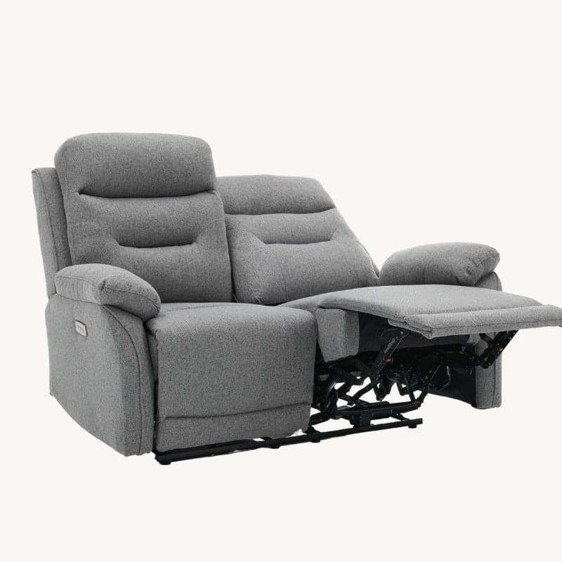 Divano "Andromeda" con doppio recliner elettrico e rivestimento in tessuto grigio per interno in Divani Decor Space - Altamura, commercioVirtuoso.it