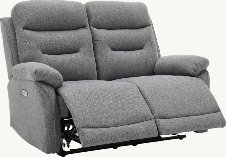 Divano "Andromeda" con doppio recliner elettrico e rivestimento in tessuto grigio per interno in Divani Decor Space - Altamura, commercioVirtuoso.it