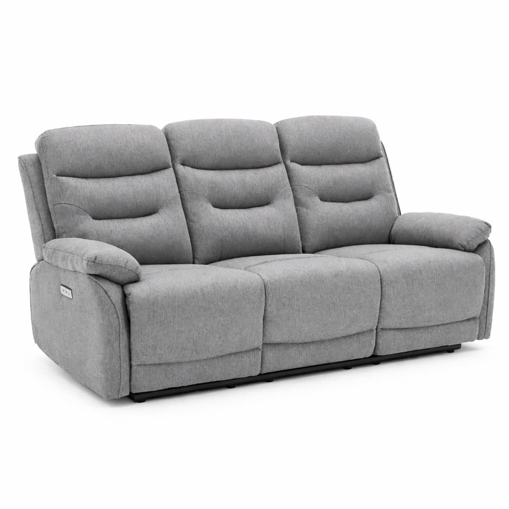 Divano "Andromeda" con doppio recliner elettrico e rivestimento in tessuto grigio per interno in Divani Decor Space - Altamura, commercioVirtuoso.it