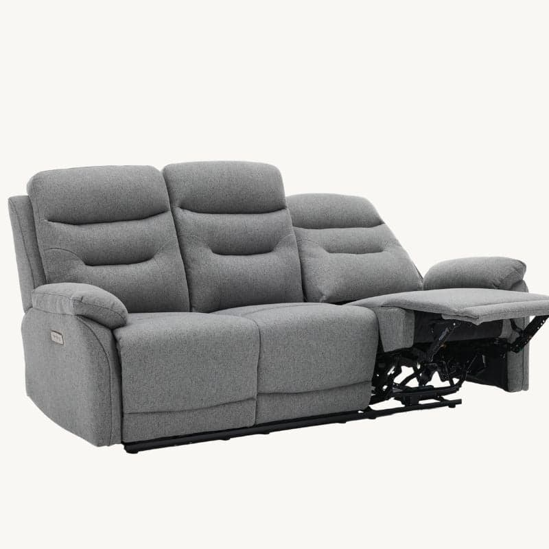 Divano "Andromeda" con doppio recliner elettrico e rivestimento in tessuto grigio per interno - 26