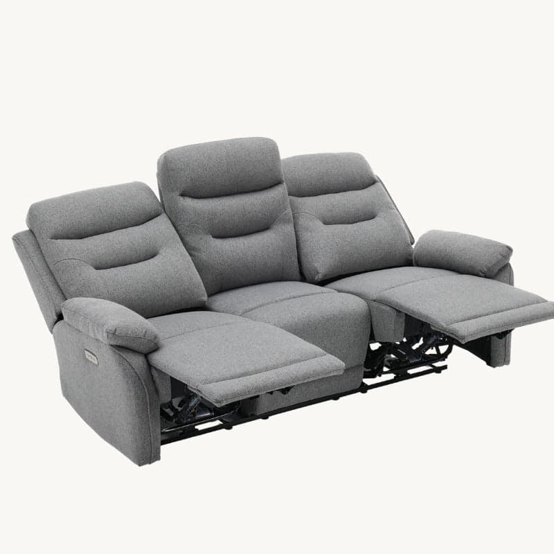 Divano "Andromeda" con doppio recliner elettrico e rivestimento in tessuto grigio per interno - 29