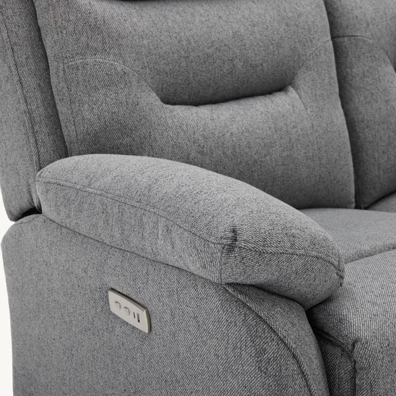 Divano "Andromeda" con doppio recliner elettrico e rivestimento in tessuto grigio per interno in Divani Decor Space - Altamura, commercioVirtuoso.it