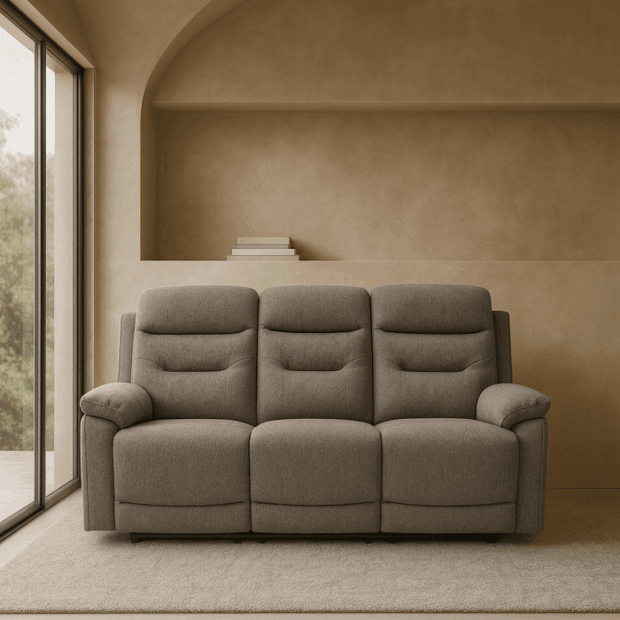 Divano "Andromeda" con doppio recliner elettrico e rivestimento in tessuto grigio per interno - 31