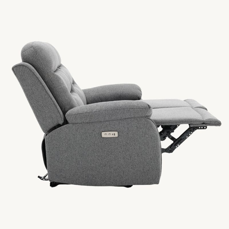 Divano "Andromeda" con doppio recliner elettrico e rivestimento in tessuto grigio per interno in Divani Decor Space - Altamura, commercioVirtuoso.it