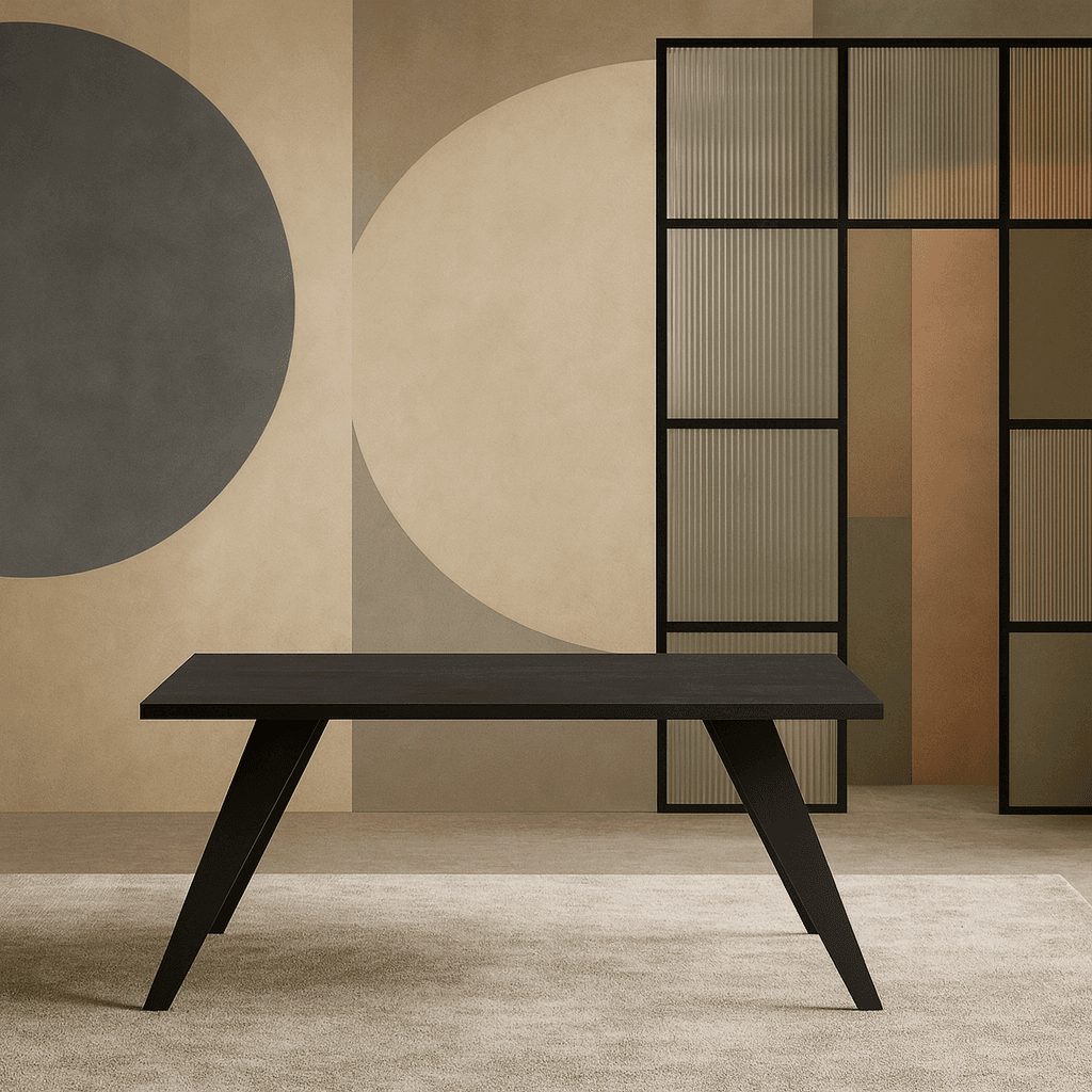 Tavolo "Kepler 22" con gambe e piano in finitura piombo per arredo interno 180 x 90 x h 78 cm in Tavoli da sala da pranzo Decor Space - Altamura, commercioVirtuoso.it