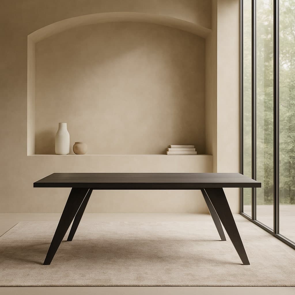 Tavolo "Kepler 22" con gambe e piano in finitura piombo per arredo interno 180 x 90 x h 78 cm in Tavoli da sala da pranzo Decor Space - Altamura, commercioVirtuoso.it