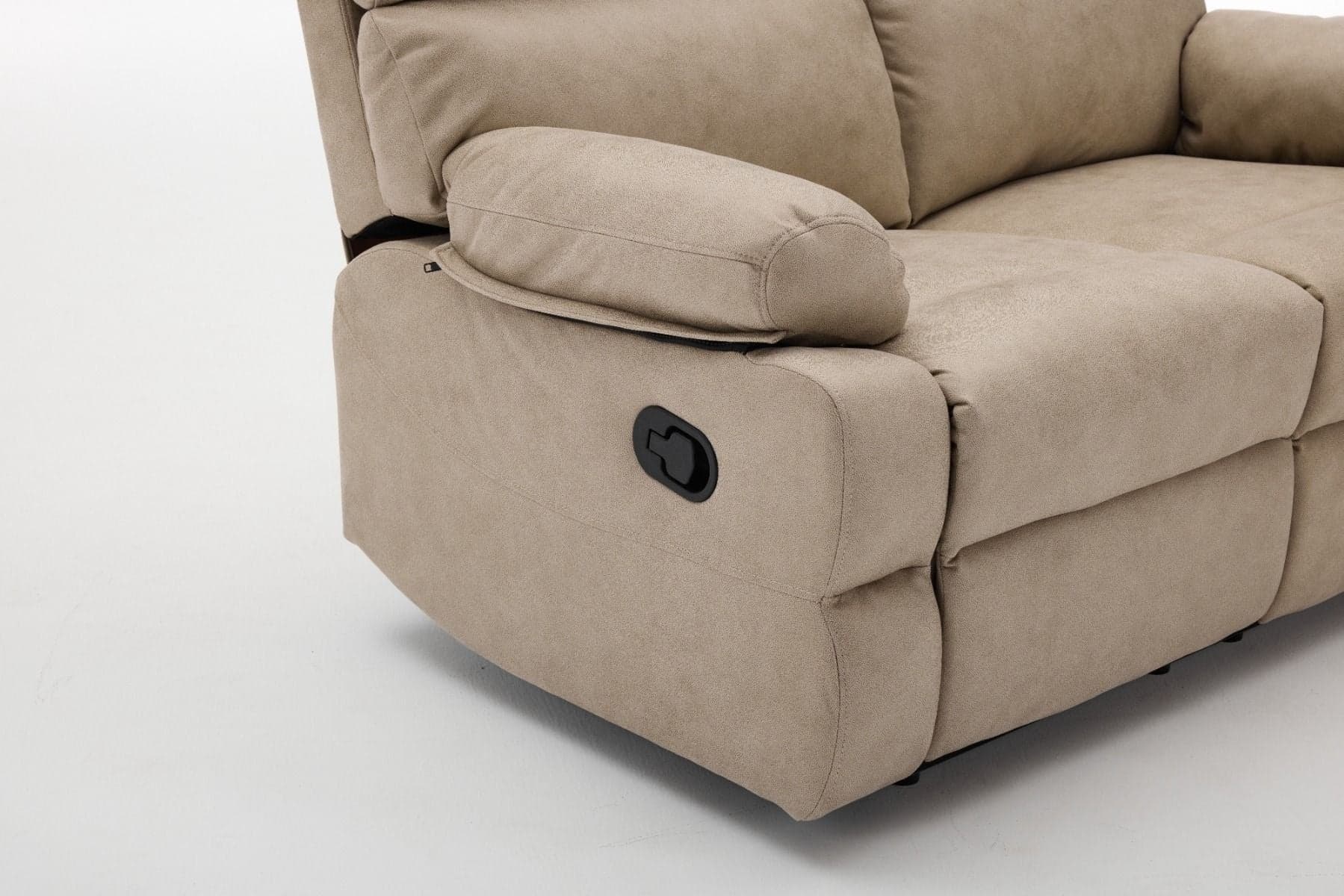 Divano "Cassiopeia" con doppio recliner manuale e rivestimento in tessuto per interno in Divani Decor Space - Altamura, commercioVirtuoso.it