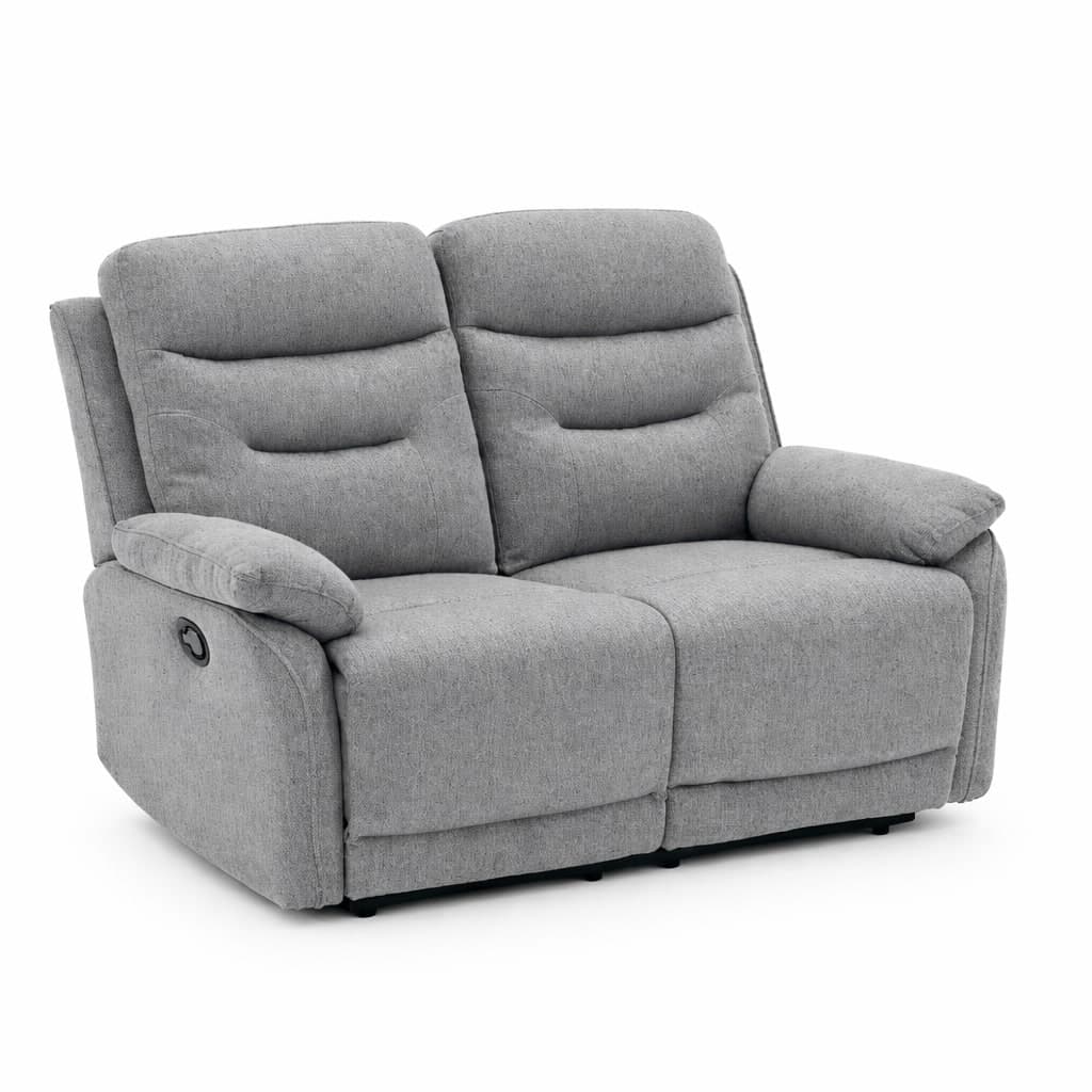 Divano "Andromeda" con doppio recliner manuale e rivestimento in tessuto grigio per interno