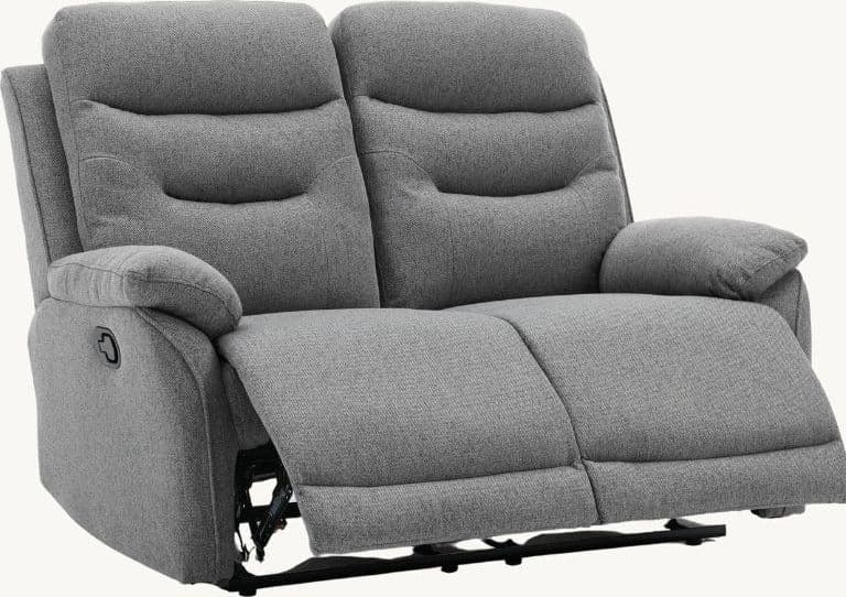 Divano "Andromeda" con doppio recliner manuale e rivestimento in tessuto grigio per interno in Divani Decor Space - Altamura, commercioVirtuoso.it