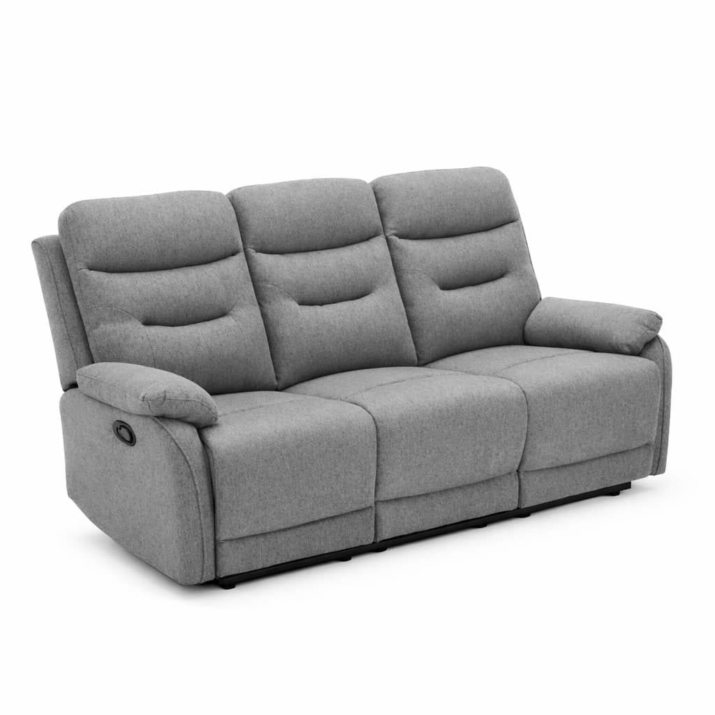 Divano "Andromeda" con doppio recliner manuale e rivestimento in tessuto grigio per interno in Divani Decor Space - Altamura, commercioVirtuoso.it
