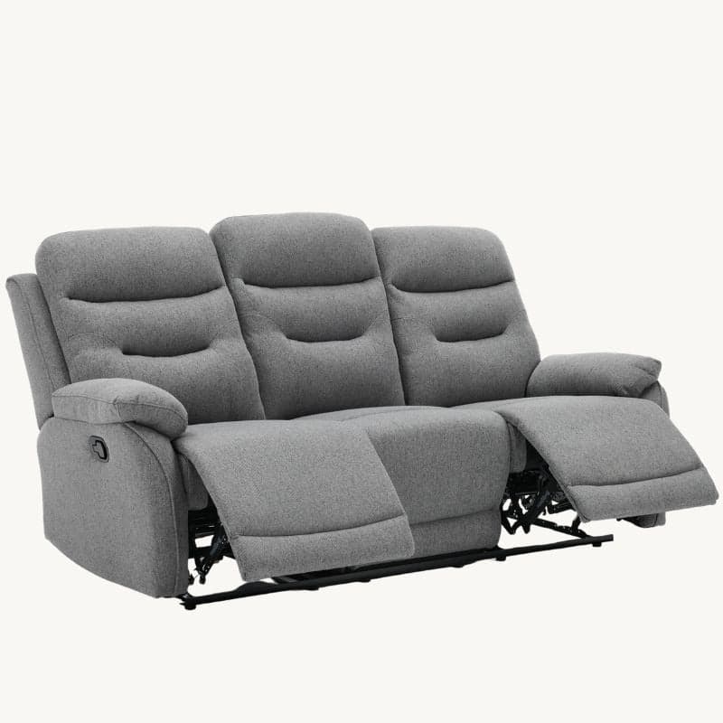 Divano "Andromeda" con doppio recliner manuale e rivestimento in tessuto grigio per interno in Divani Decor Space - Altamura, commercioVirtuoso.it