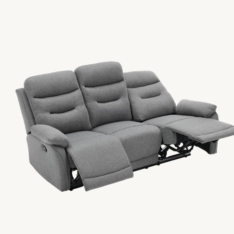 Divano "Andromeda" con doppio recliner manuale e rivestimento in tessuto grigio per interno in Divani Decor Space - Altamura, commercioVirtuoso.it