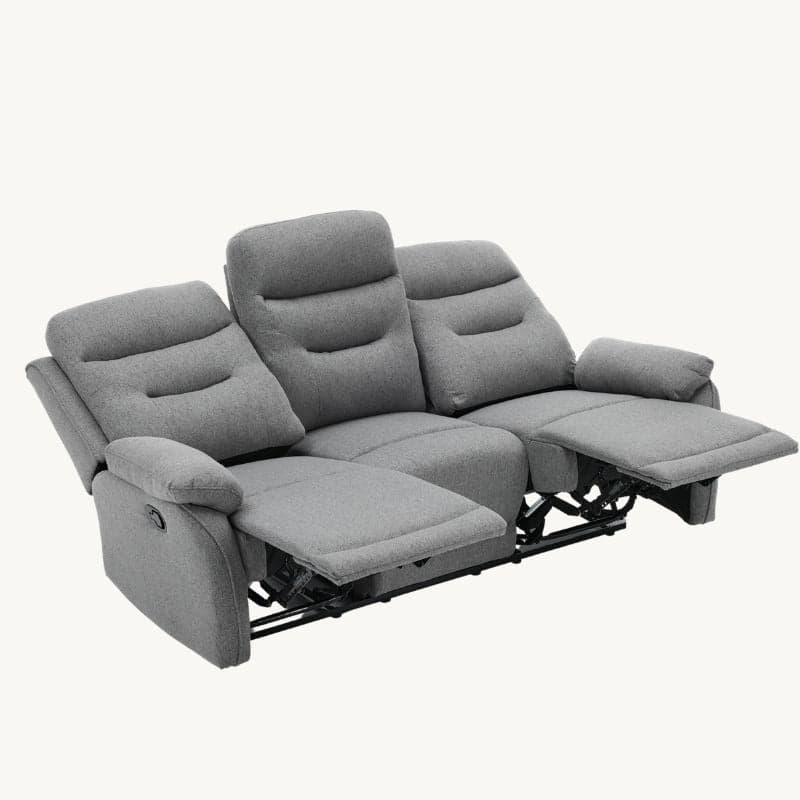 Divano "Andromeda" con doppio recliner manuale e rivestimento in tessuto grigio per interno in Divani Decor Space - Altamura, commercioVirtuoso.it
