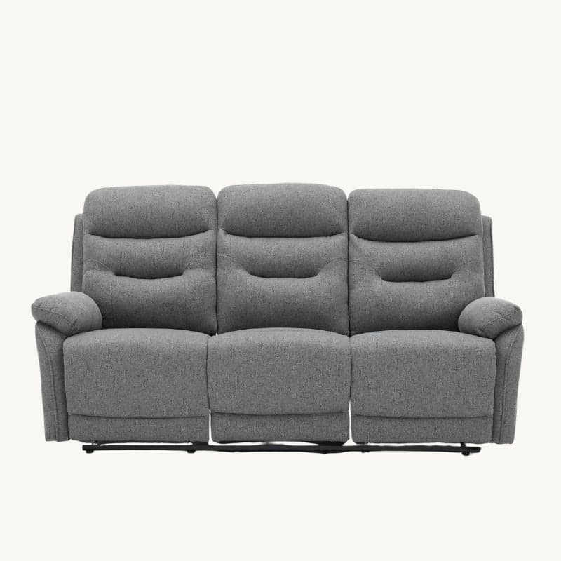 Divano "Andromeda" con doppio recliner manuale e rivestimento in tessuto grigio per interno in Divani Decor Space - Altamura, commercioVirtuoso.it