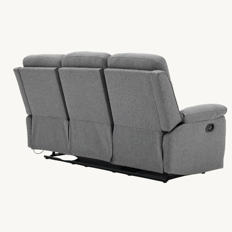 Divano "Andromeda" con doppio recliner manuale e rivestimento in tessuto grigio per interno - 21