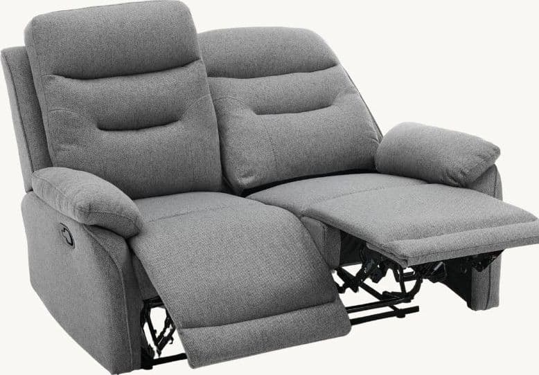 Divano "Andromeda" con doppio recliner manuale e rivestimento in tessuto grigio per interno in Divani Decor Space - Altamura, commercioVirtuoso.it