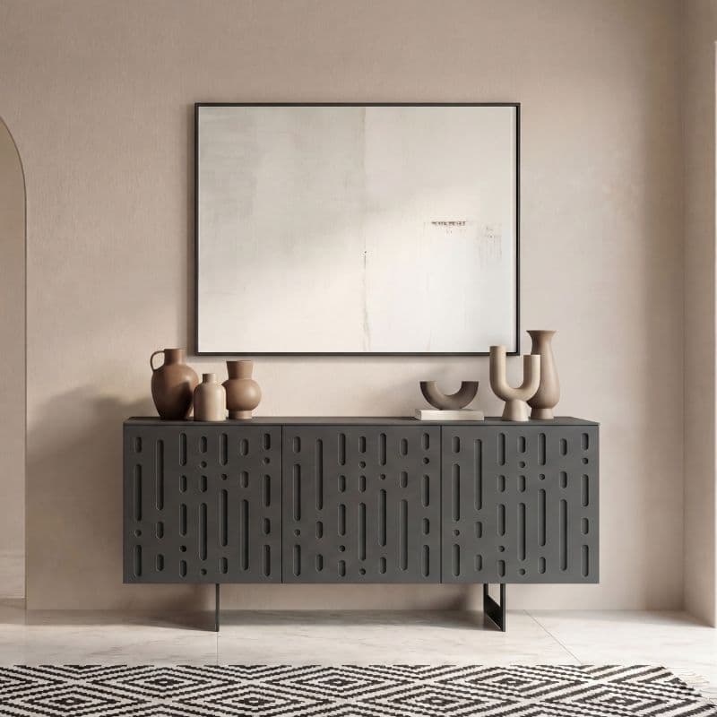 Madia "Lagoon" moderna a tre ante in MDF con piede a slitta per interno in Credenze Decor Space - Altamura, commercioVirtuoso.it