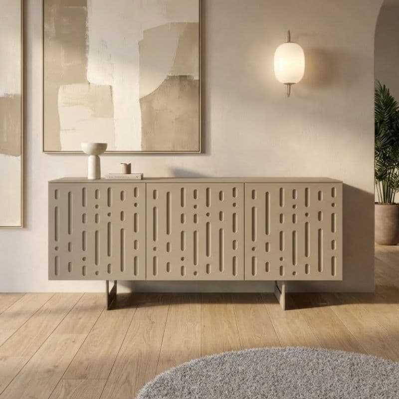 Madia "Lagoon" moderna a tre ante in MDF con piede a slitta per interno in Credenze Decor Space - Altamura, commercioVirtuoso.it