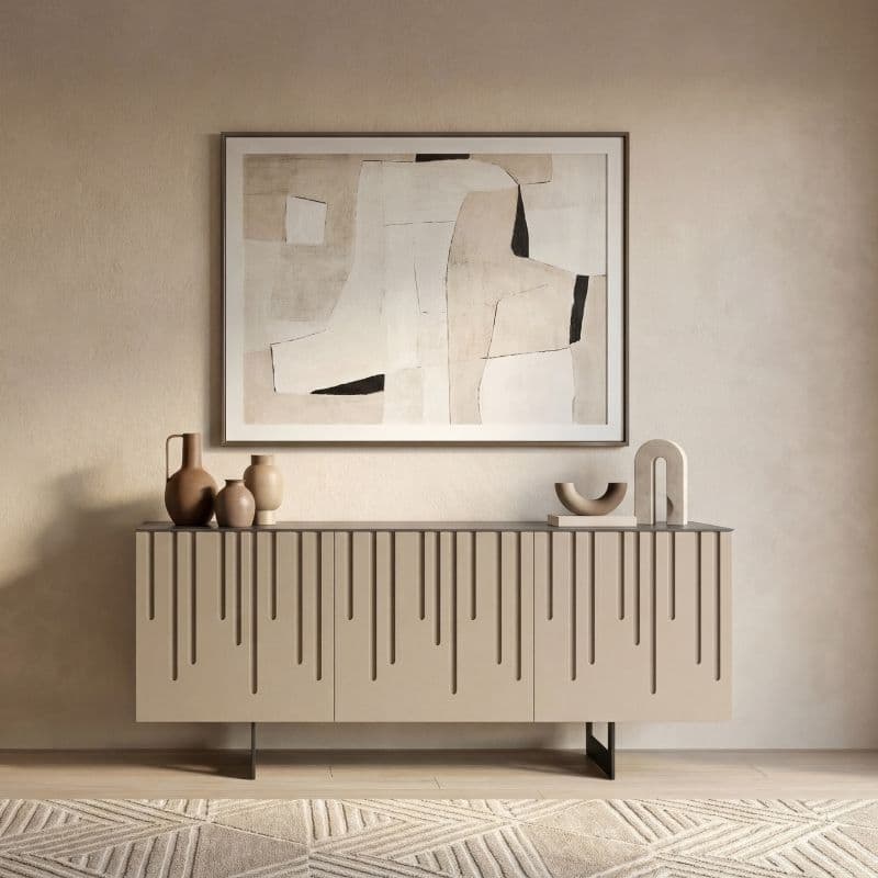 Madia "Eagle" moderna a tre ante in MDF laccato con piede a slitta per interno in Credenze Decor Space - Altamura, commercioVirtuoso.it
